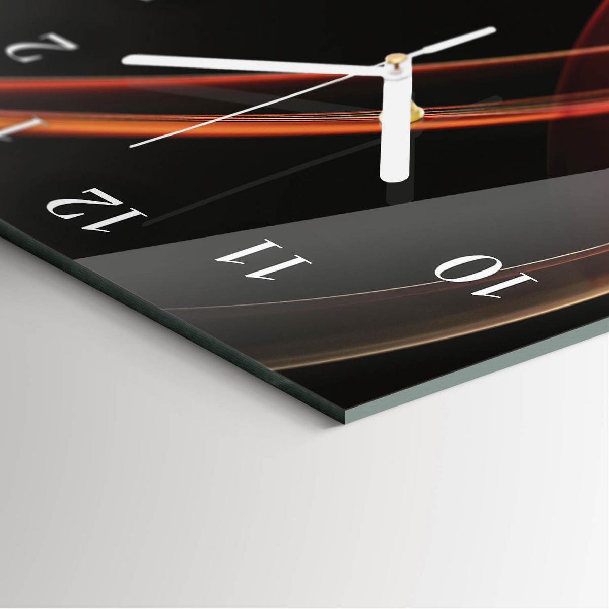 WANDUHR aus Glas 30x60 cm - Abstrakte Linien - Orange, Glas (30/60/0.4cm) - TULUP