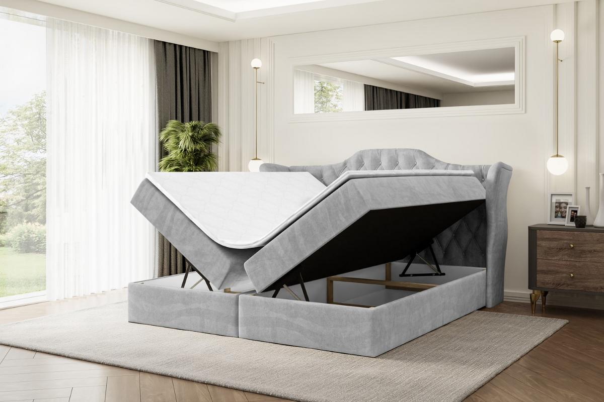 BOXBETT mit Matratze H3 und Lattenrost - VILA - 140x200 cm Hellgrau - Hellgrau, Holzwerkstoff (140/200cm) - ALTDECOR