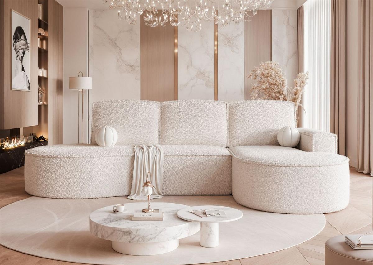 ECKSOFA Arlet Mit Schlaffunktion - Creme, Holzwerkstoff/Textil (156/277cm) - Fun Möbel