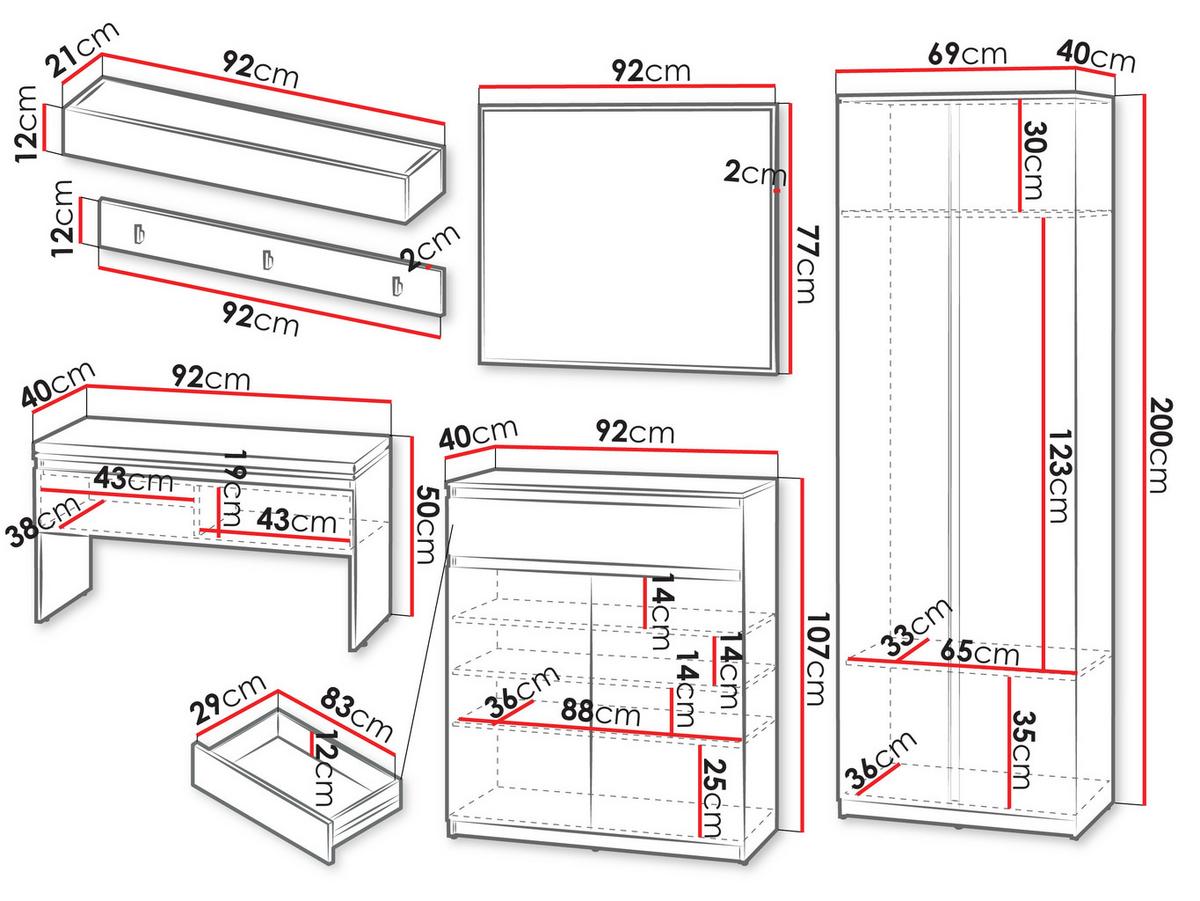 GARDEROBE-SET Simply II - Grau, Holzwerkstoff (69/200/40cm) - MIRJAN24