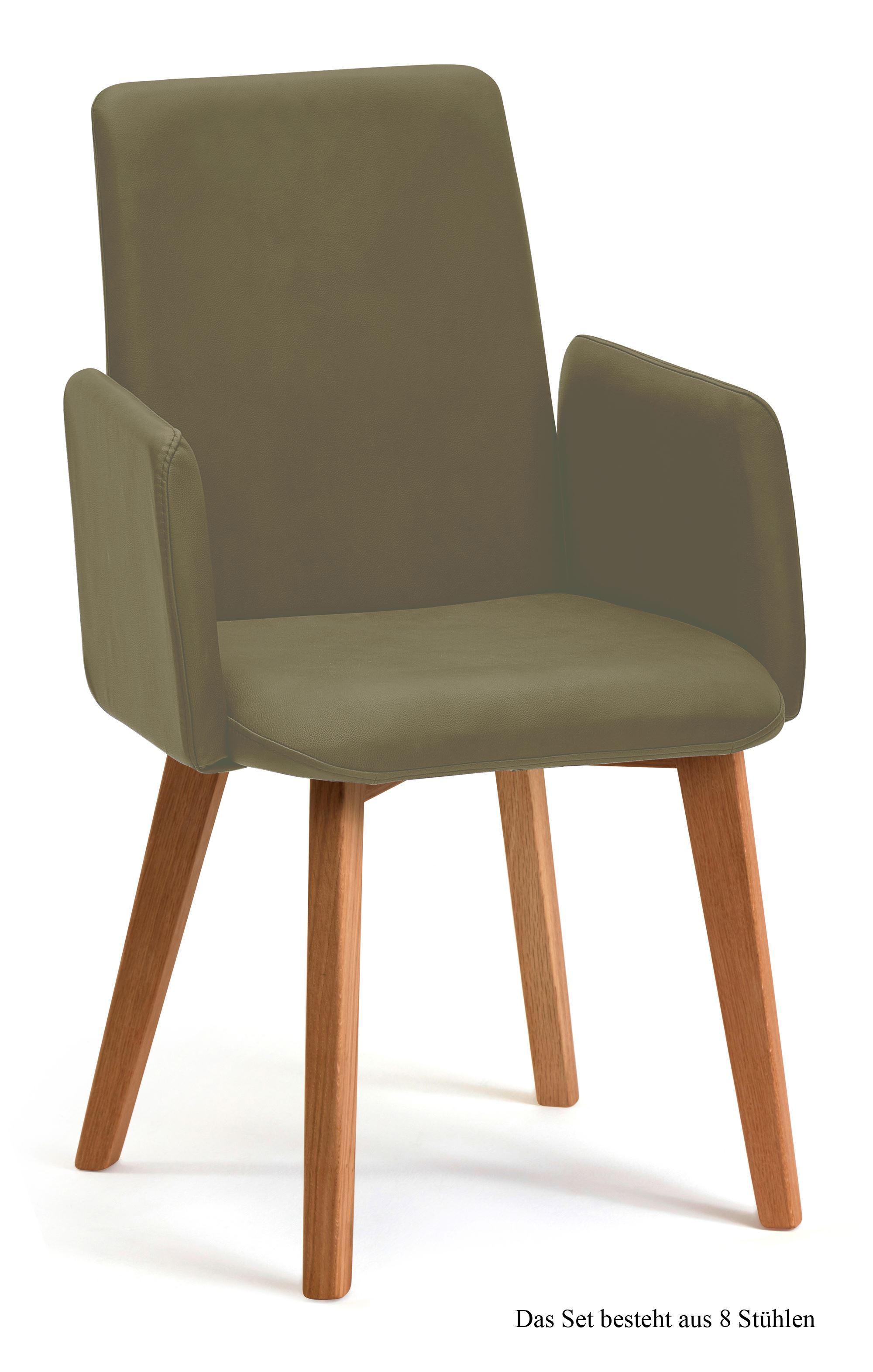 ARMLEHNSTUHL (8er-Set) Darcie 52x92x60 Eiche geölt/Olivgrün - Eichefarben/Olivgrün, Kunststoff (60/92/52cm) - 58aufmkessel
