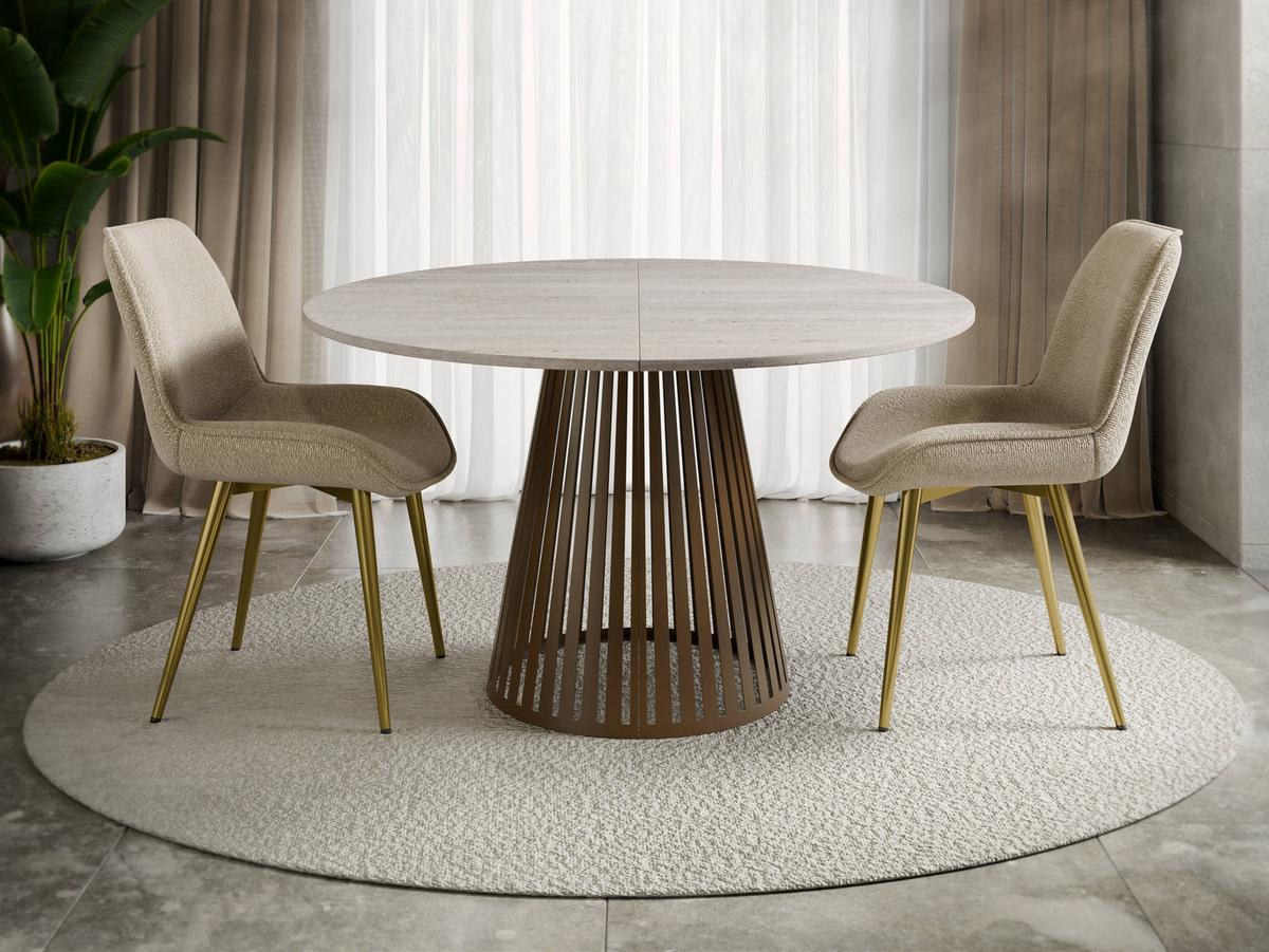 ESSTISCH ausziehbar Cone Braun 120 - Ecru/Braun, Holzwerkstoff/Metall (120/120/76cm) - MIRJAN24
