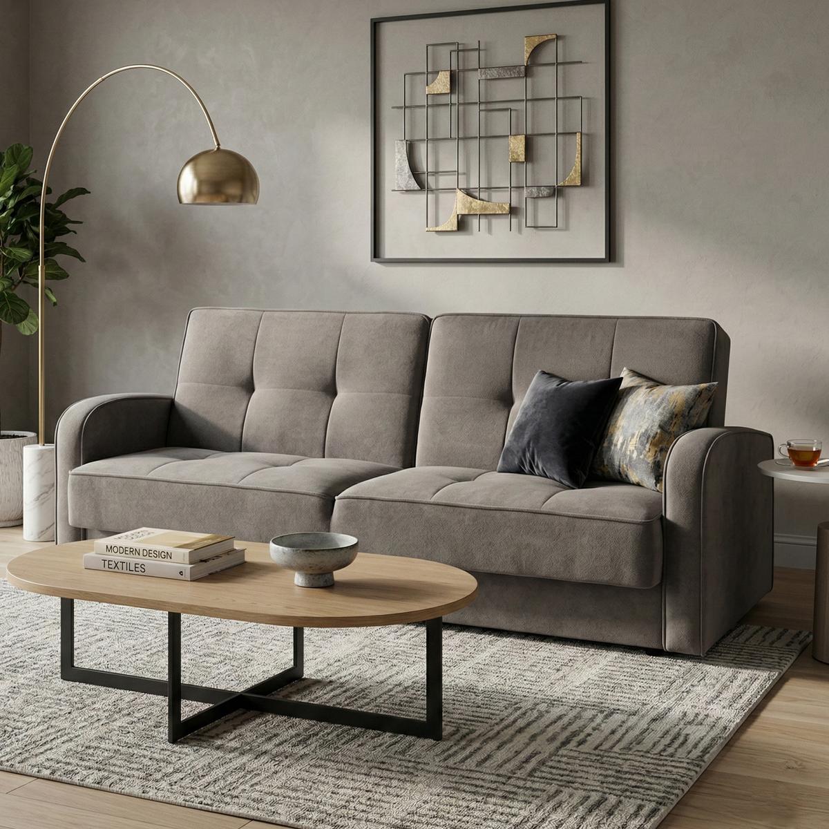 SCHLAFSOFA Pavo 3-Sitzer mit Schlaffunktion, Braun - Braun, Textil (222/90/93cm) - Beautysofa