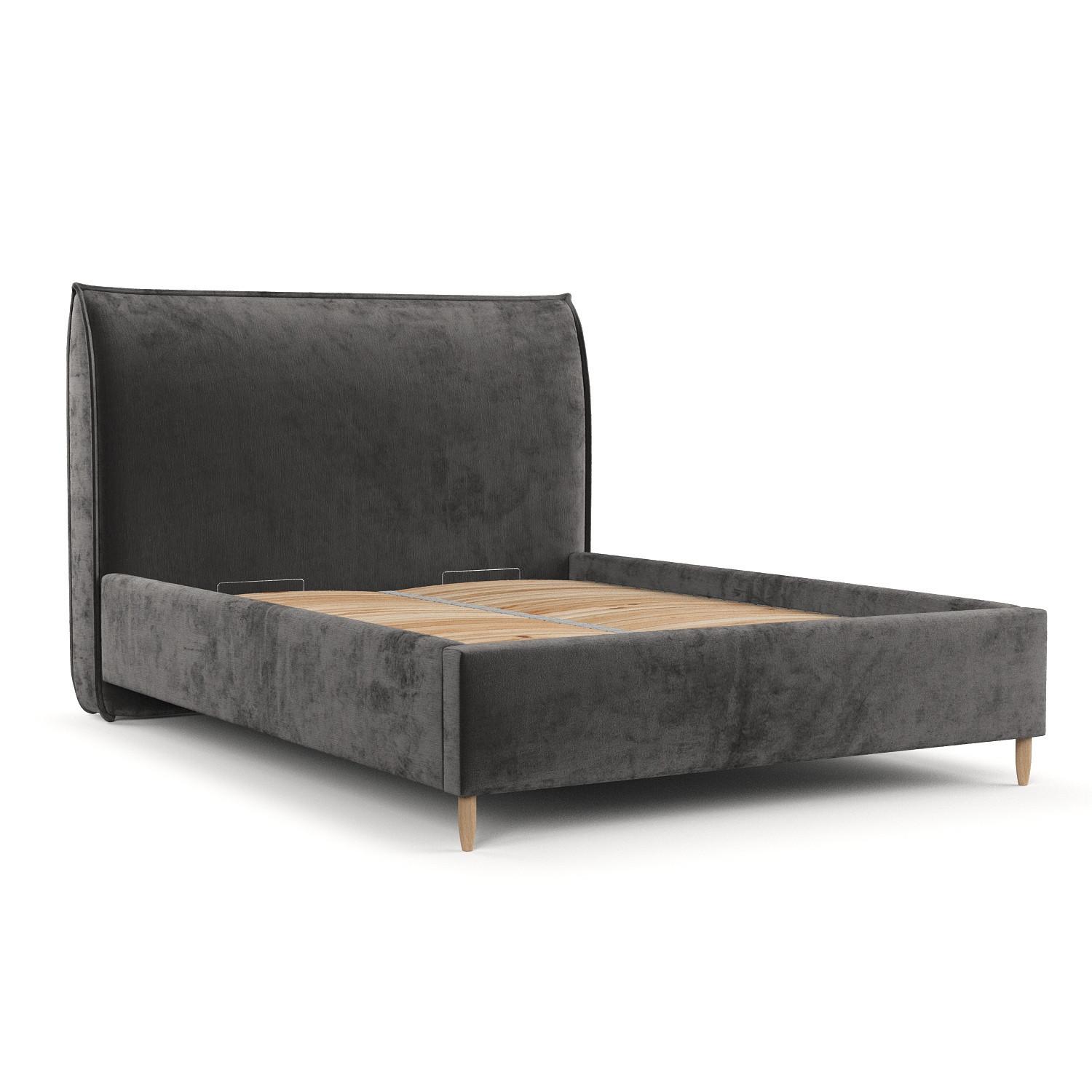 POLSTERBETT Mira 180/200 cm Anthrazit im Lotta Stoff - Anthrazit/Naturfarben, Holz/Holzwerkstoff (180/200cm) - AltaBeds