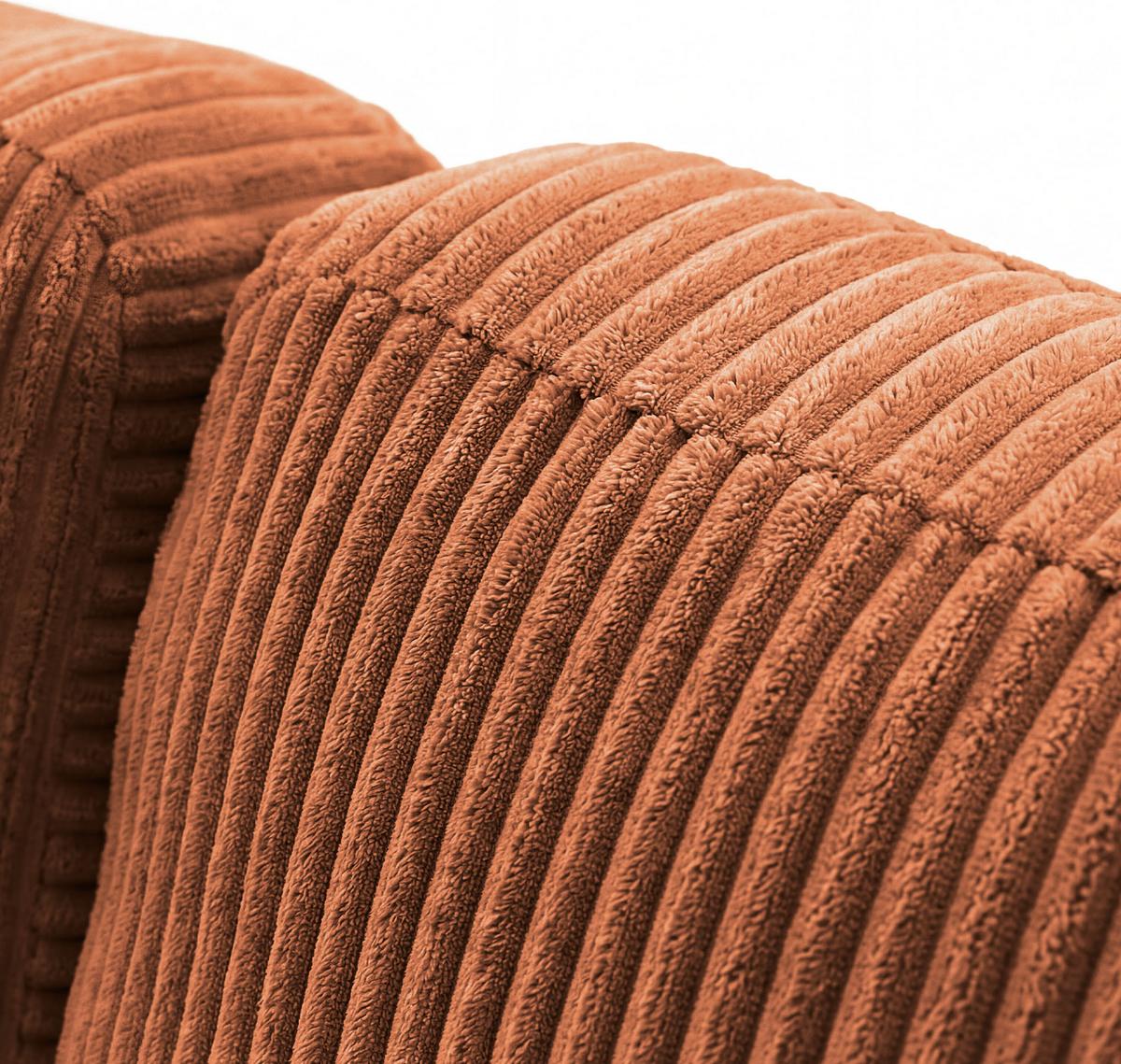 ECKSOFA Cora mit Schlaffunktion & Stauraum, Universell Rechts/Links, Orange Kupfer Cord Chenille 260/82/160 cm - Schwarz/Orange, Kunststoff/Textil (250/160cm) - WFL GROUP