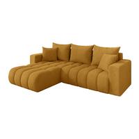 ECKSOFA mit Schlaffunktion Ottomane Links MILA-L-v1 277x195x86 Senfgelb Cord - Dunkelgelb/Schwarz, Holzwerkstoff/Kunststoff (277/194cm) - ALTDECOR