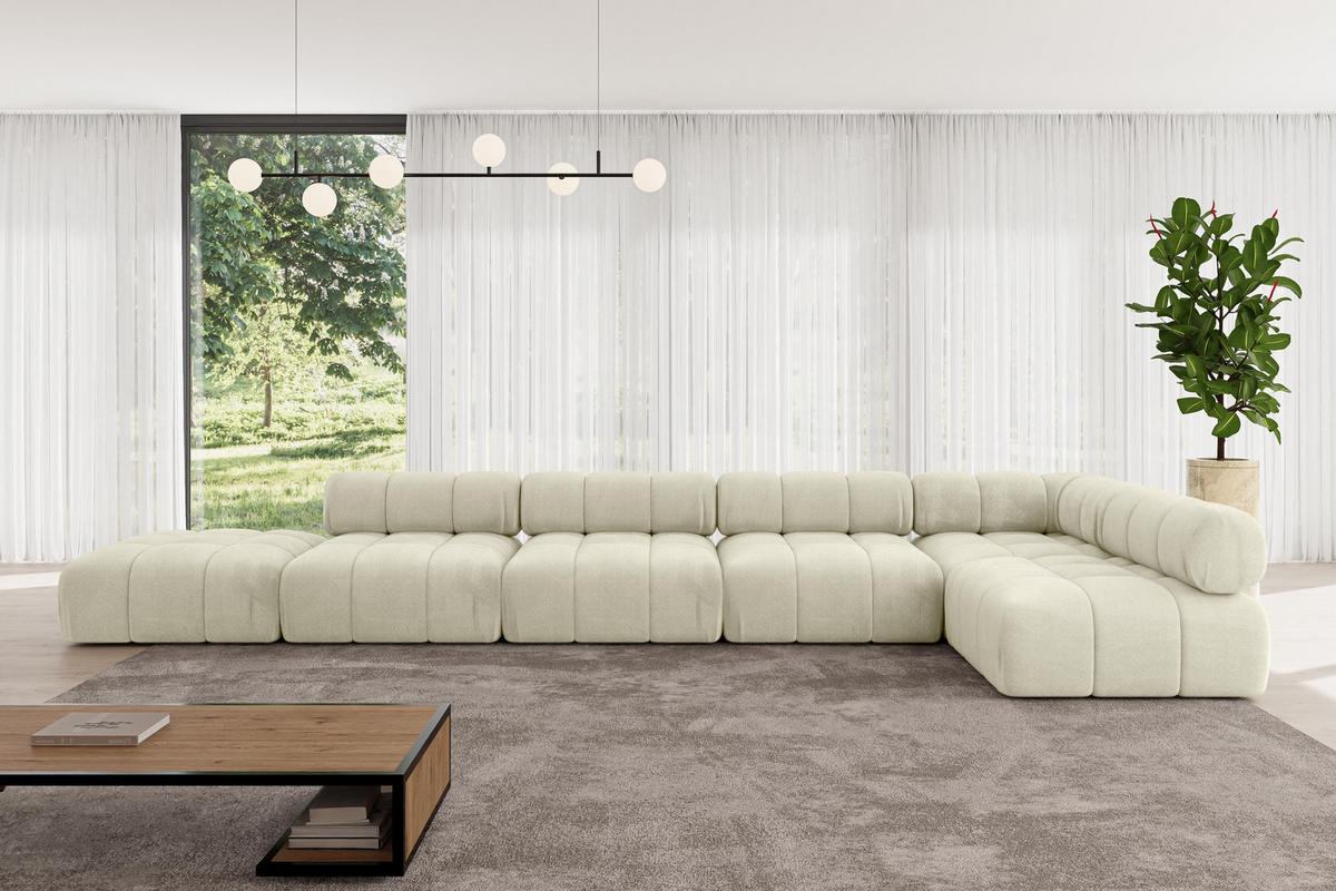 ECKSOFA modulares Sofa Favio-L3 - 475x190x70 cm Beige Velours - Beige, Holzwerkstoff/Textil (475/190cm) - ALTDECOR