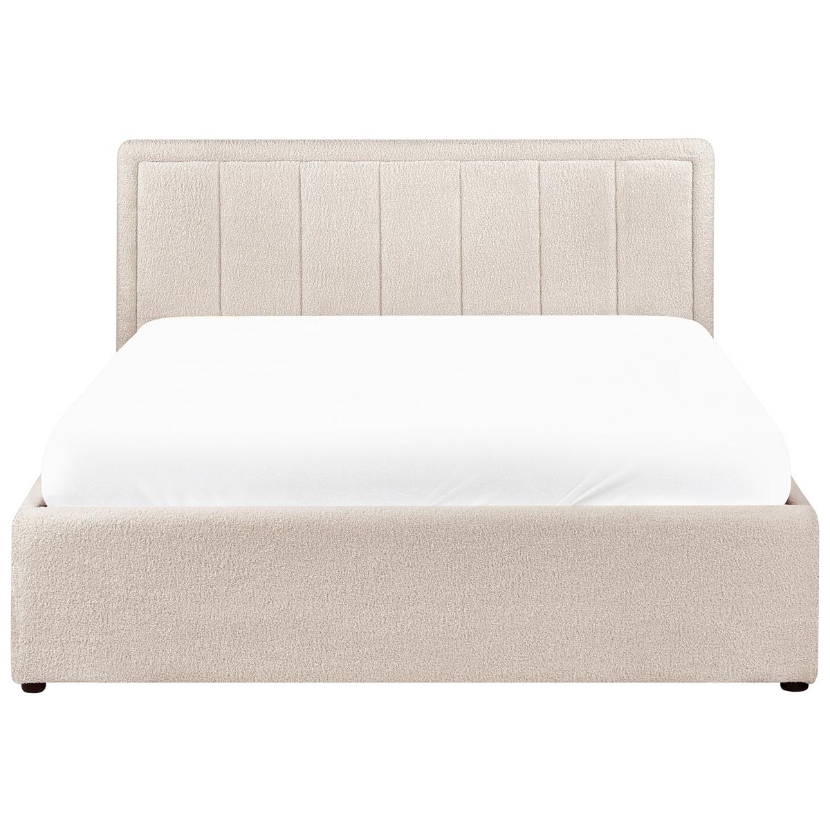 BETT mit Stauraum 140/200 cm Bouclé Beige Montlaur - Beige, Textil (140/200cm) - Beliani