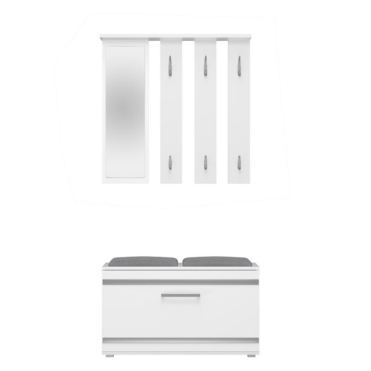 GARDEROBE praktisch Garderoben-Set mit Spiegel Weiß 85/180/35 - Weiß, Holzwerkstoff (85/180/35cm) - RAUMHIRSCH FURNITURE