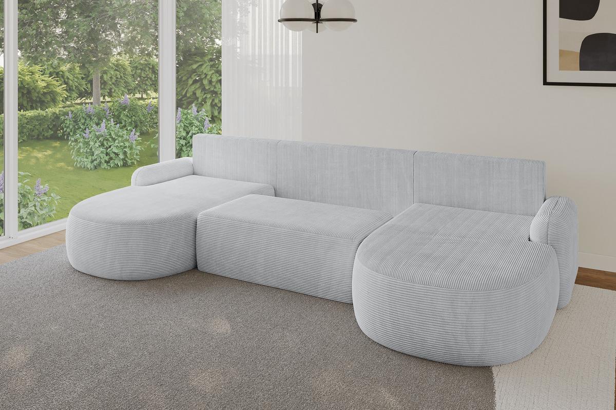 WOHNLANDSCHAFT mit Schlaffunktion und Bettkasten LIRA-U - 335x172x89 Grau - Graphitfarben, Holzwerkstoff/Textil (335/89/172cm) - ALTDECOR