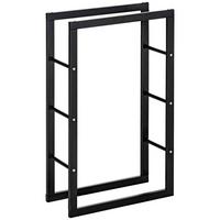 KAMINHOLZREGAL, Stahl, Schwarz, 60L x 25B x 100H cm - Schwarz, Metall (25/100/60cm) - HOMCOM