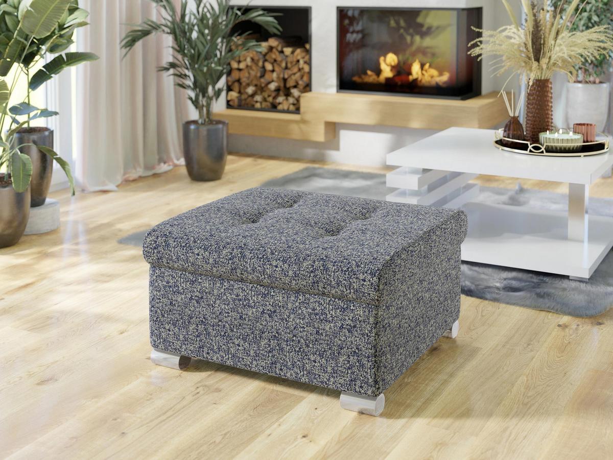 POLSTERHOCKER Niko Klein - Silberfarben/Multicolor, Holz/Textil (70/41/68cm) - MIRJAN24