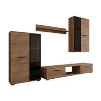 WOHNWAND Salsa - Eichefarben/Schwarz, Holzwerkstoff (235/180/41cm) - MIRJAN24
