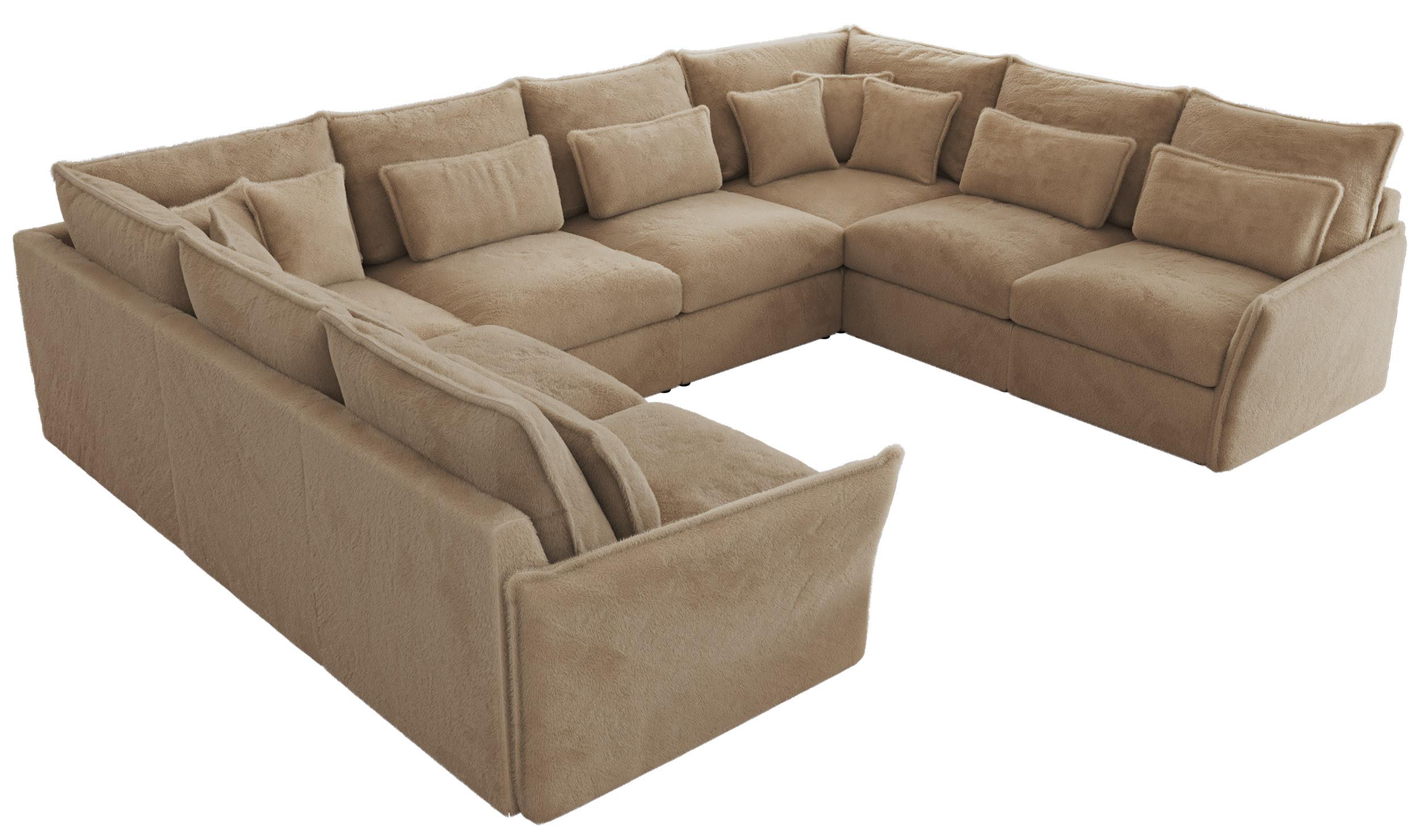 WOHNLANDSCHAFT VERSO U 8M Beige Plüsch - Sandfarben/Beige, Kunststoff/Textil (362/93/270cm) - MKS