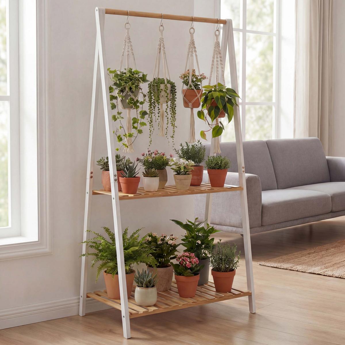 PFLANZENREGAL Beige, Weiß - Beige/Weiß, Holz (70/130/44cm) - MCW