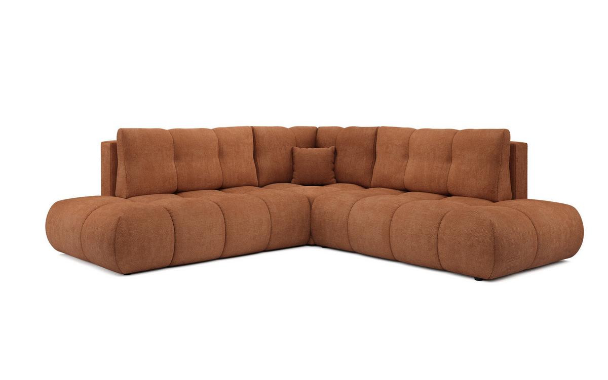 ECKSOFA DUCA II R-S Orange Chenille mit Schlaffunktion - Dunkelorange, Holz (266.5/266.5cm) - MASSENO