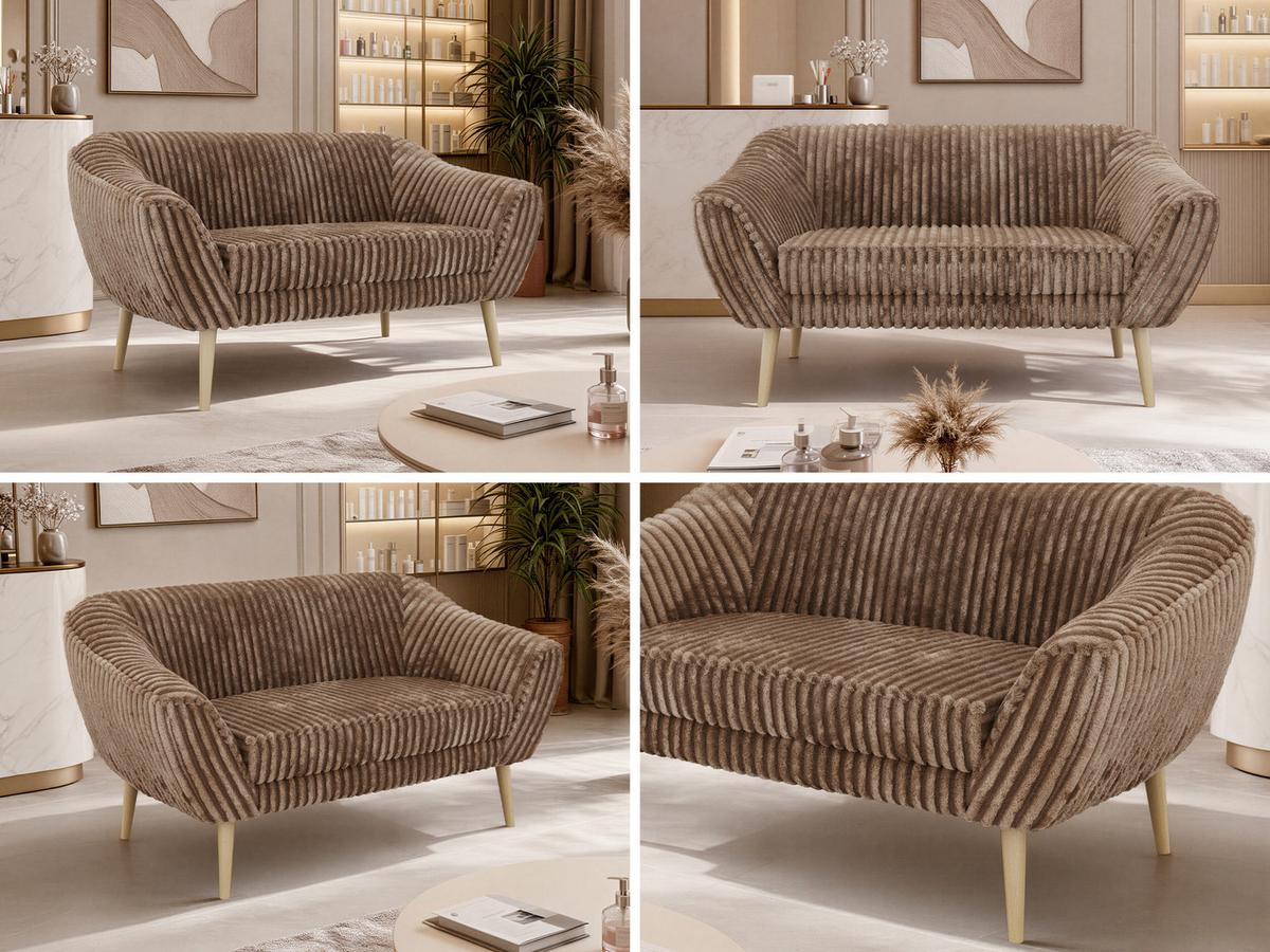 2-SITZER-SOFA PIRS - Braun Cord - Holzbeine - Buchefarben/Braun, Holzwerkstoff/Textil (140/75/74cm) - MKS