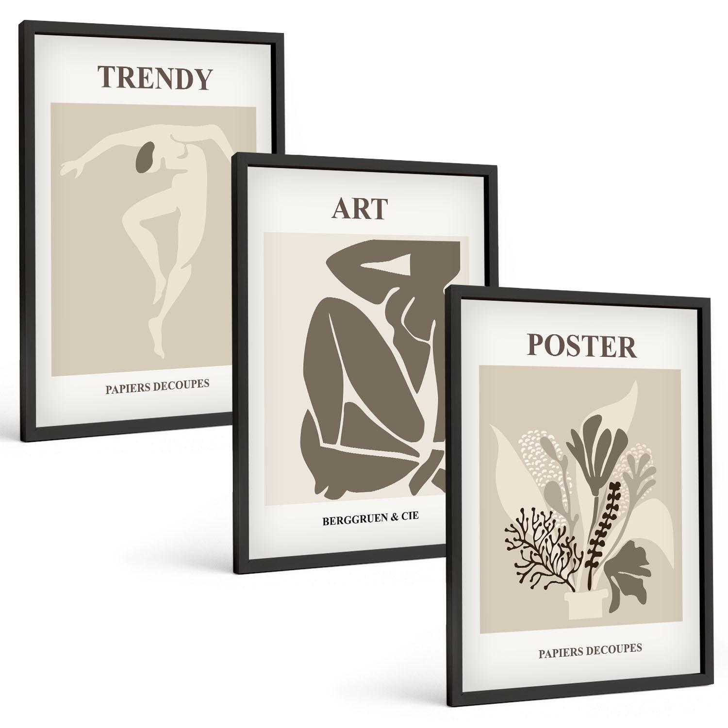 BILDER SET 3er Set - 40x60 cm Schwarzer Rahmen - Matisses Pflanzenfiguren - Schwarz, Kunststoff (40/60cm) - TULUP
