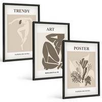 BILDER SET 3er Set - 40x60 cm Schwarzer Rahmen - Matisses Pflanzenfiguren - Schwarz, Kunststoff (40/60cm) - TULUP