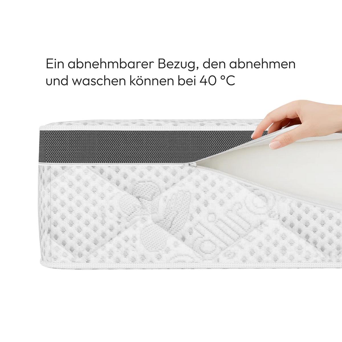 WENDEMATRATZE Mediro Therm 24 cm,7-Zone, mit Kokosmatte, H3/H4, 160x200 - Weiß, Textil (160/200cm) - Beautysofa