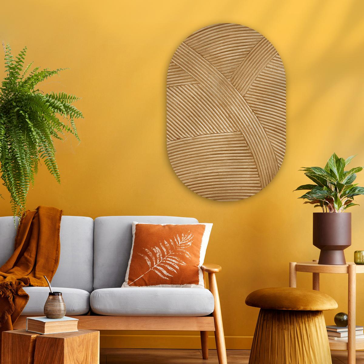 WANDBILD Struktur - Natur - Kunst - Rattan Wanddeko Schlafzimmer 60x90 cm - Naturfarben, Kunststoff (60/90cm) - MuchoWow