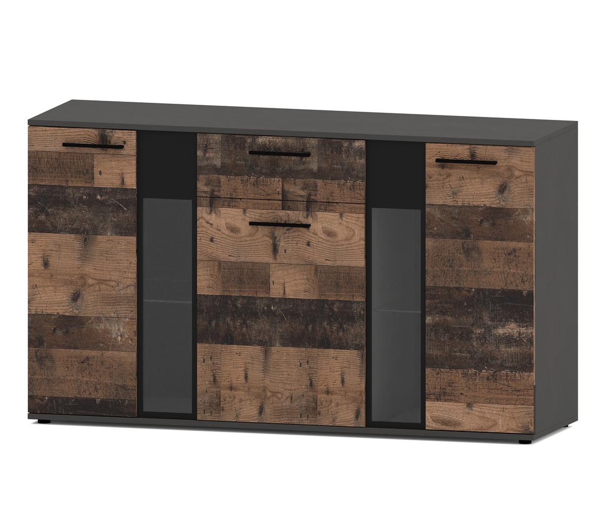 SIDEBOARD Formilo Grau Matera, Oldwood 140,4/80/40,2 cm – Kommode - Braun/Grau, Holzwerkstoff/Kunststoff (140/80/40cm) - AX Living