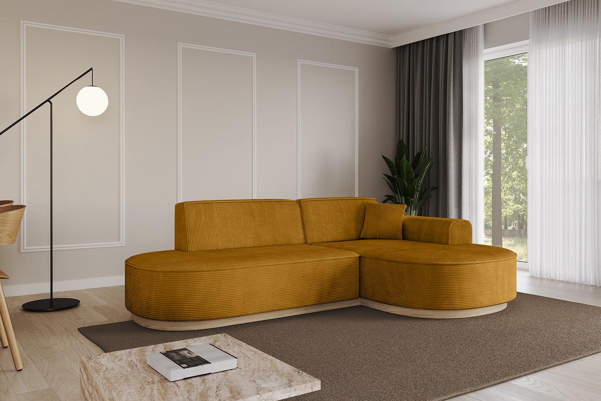 ECKSOFA Ottomane Rechts MARI-L1-v1 - 243x171x83 cm Senfgelb Cord - Gelb, Holzwerkstoff/Textil (171/243cm) - ALTDECOR
