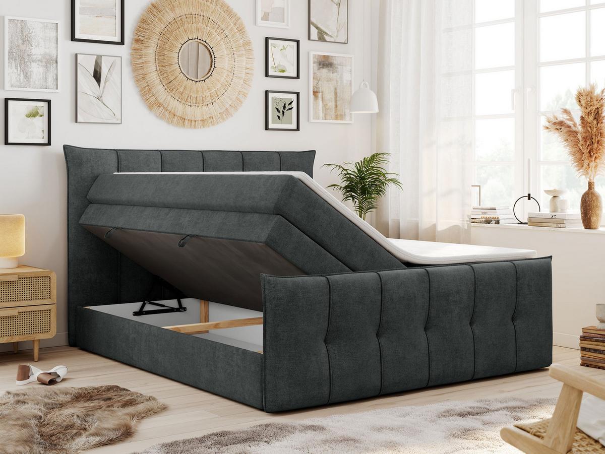 BOXSPRINGBETT PREMIUM 11 KING 120/200 Dunkelgrau Struktur - H4 - Dunkelgrau, Holz/Textil (120/200cm) - MKS