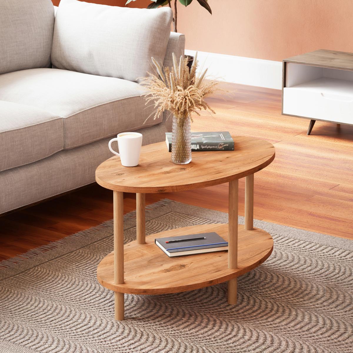 COUCHTISCH Højreby 70/44/43 cm - Braun/Naturfarben, Holz/Holzwerkstoff (70/44/43cm) - [en.casa]