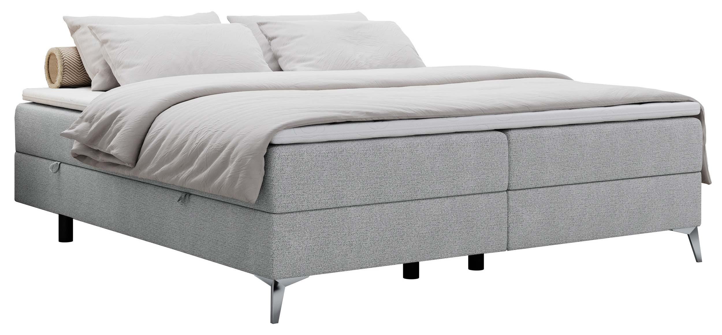 BOXBETT LESS 180/200 Hellgrau Struktur - H4 - Hellgrau, Holz/Textil (180/200cm) - MKS