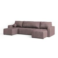 WOHNLANDSCHAFT TOLARI Rosa Plüsch-Stoff mit Schlaffunktion - Rosa, Holz (295/85/140cm) - MASSENO