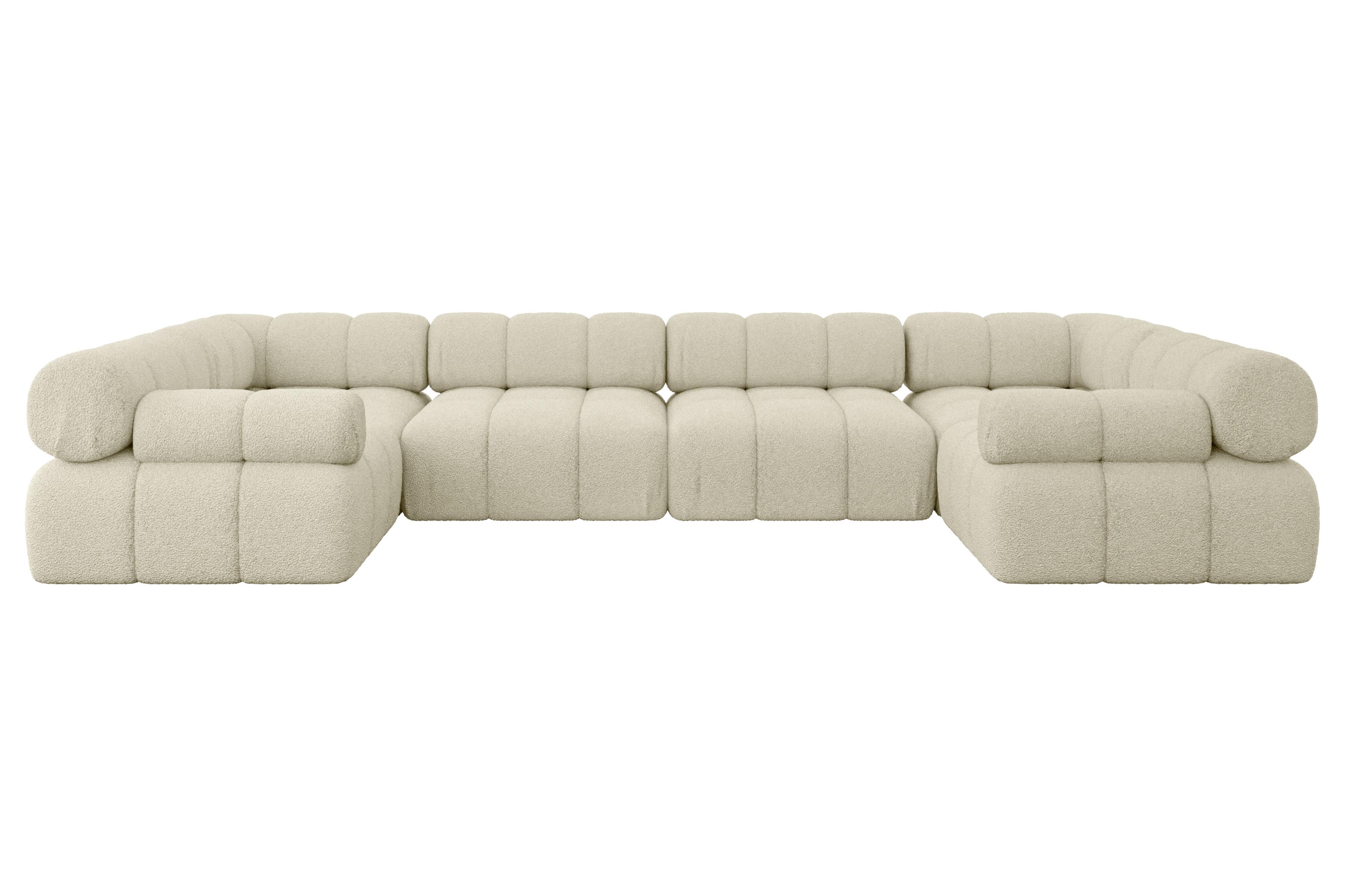WOHNLANDSCHAFT modulares Sofa Birno-U2 - 380x190x70 cm Beige Bouclé - Beige, Holzwerkstoff/Textil (380/70/190cm) - ALTDECOR