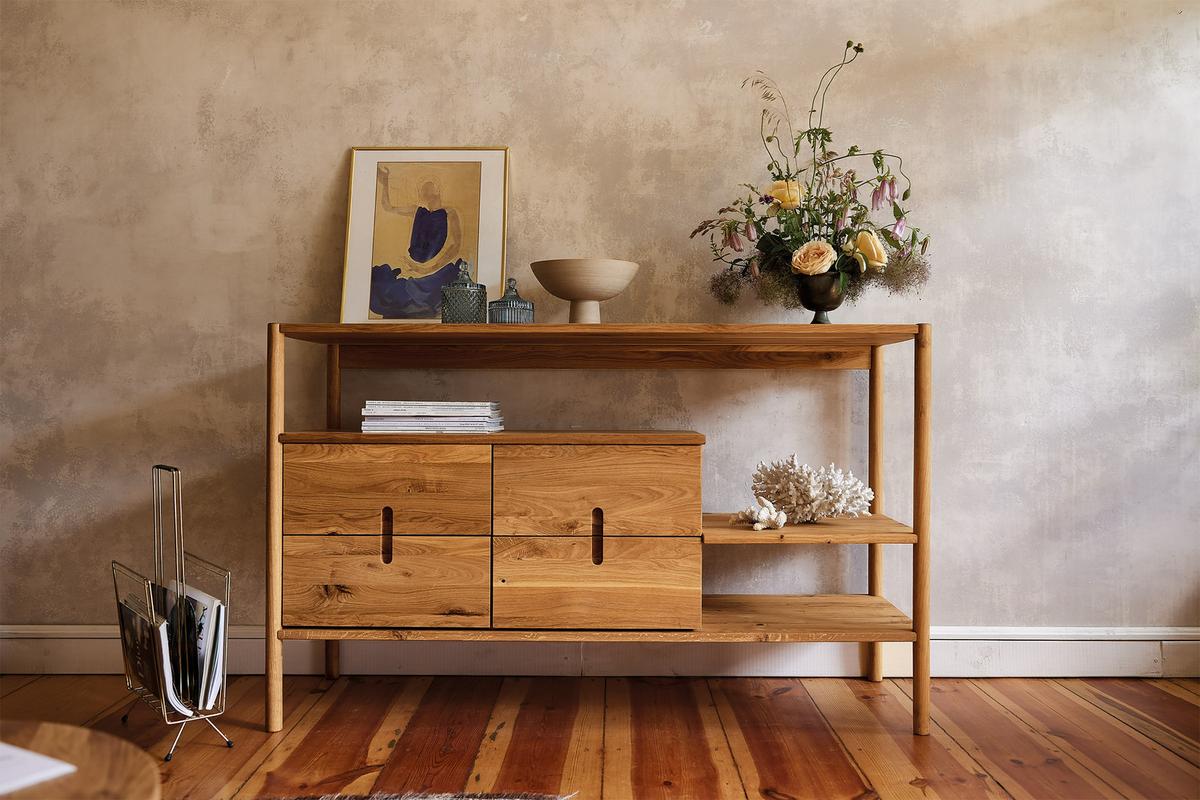 REGAL INA Wildeiche - Dunkelbraun, Holz (142/86/46cm) - byoak