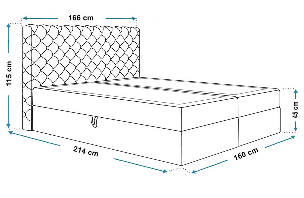 BOXBETT Bonio VIII 160/200 cm in Hellgrau – mit Bettkasten und Topper - Hellgrau/Schwarz, Holz/Holzwerkstoff (160/200cm) - AX Living
