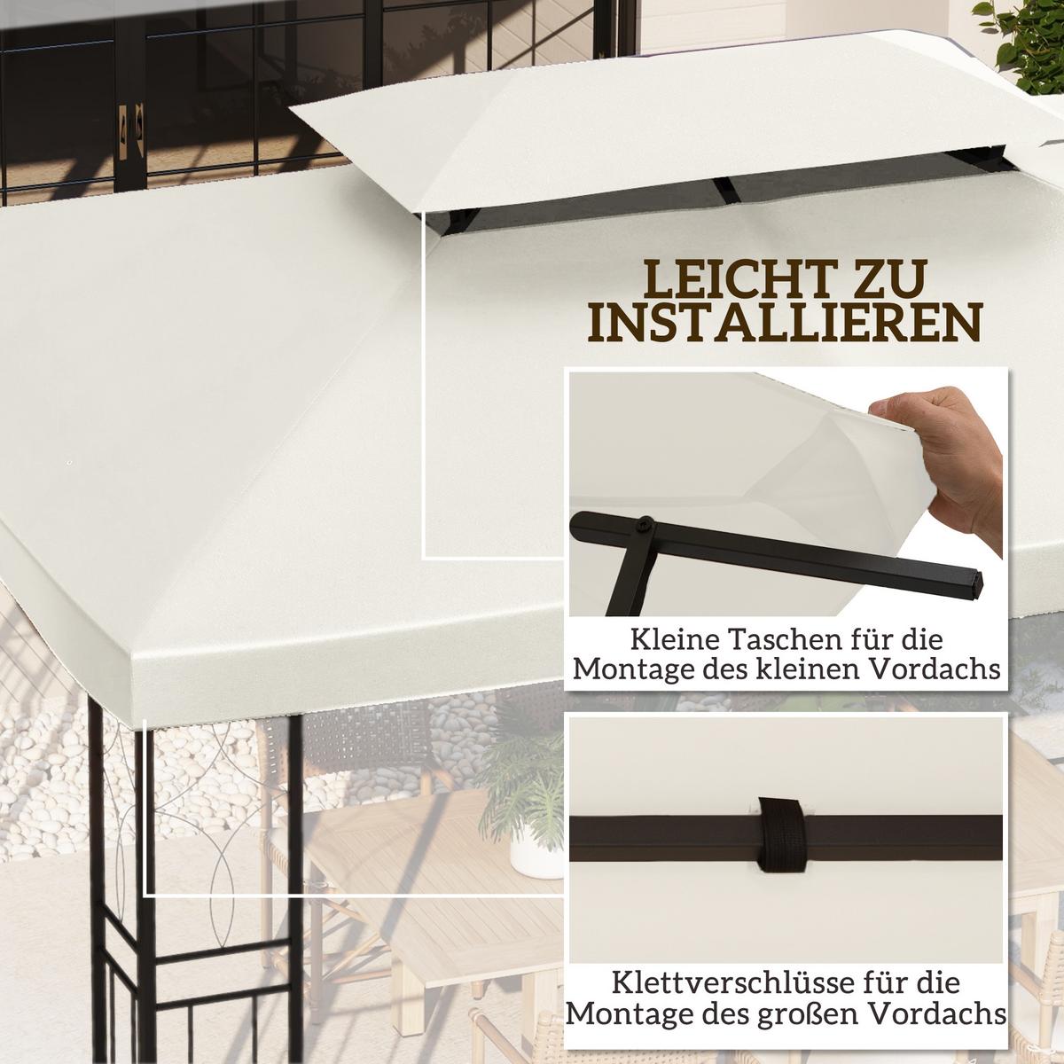PAVILLONDACH, Polyester, Cremeweiß - Weiß, Kunststoff (300/20/400cm) - Outsunny