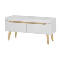 TV-LOWBOARD weiß matt, Eiche, skandinavisch 107 cm, TV-Unterteil mit Vollauszug - Eichefarben/Weiß, Holz/Holzwerkstoff (107/50/50cm) - Furn.Design