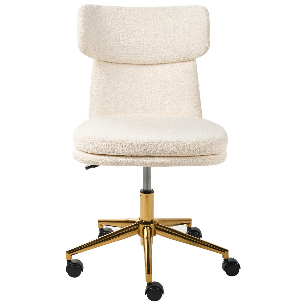 SCHREIBTISCHSTUHL Bouclé Cremeweiß Granby - Weiß, Textil (58/77/58cm) - Beliani