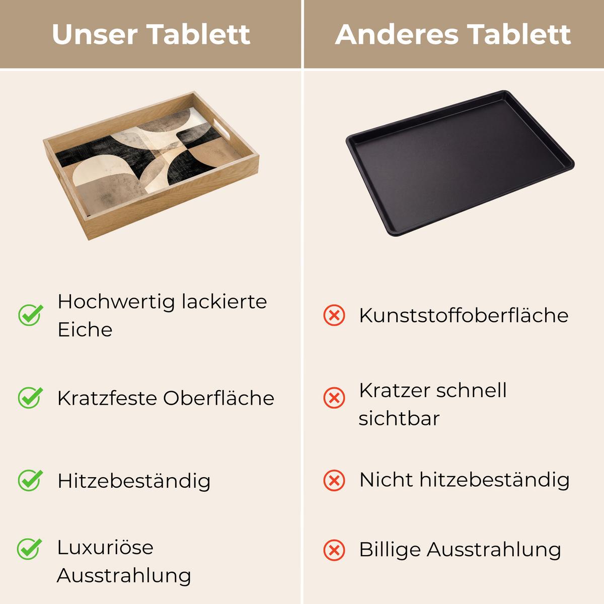 TABLETT Abstrakt - Formen - Modern - Beige 40x30 cm - Beige, Holz (40/5/5cm) - OnlyWow