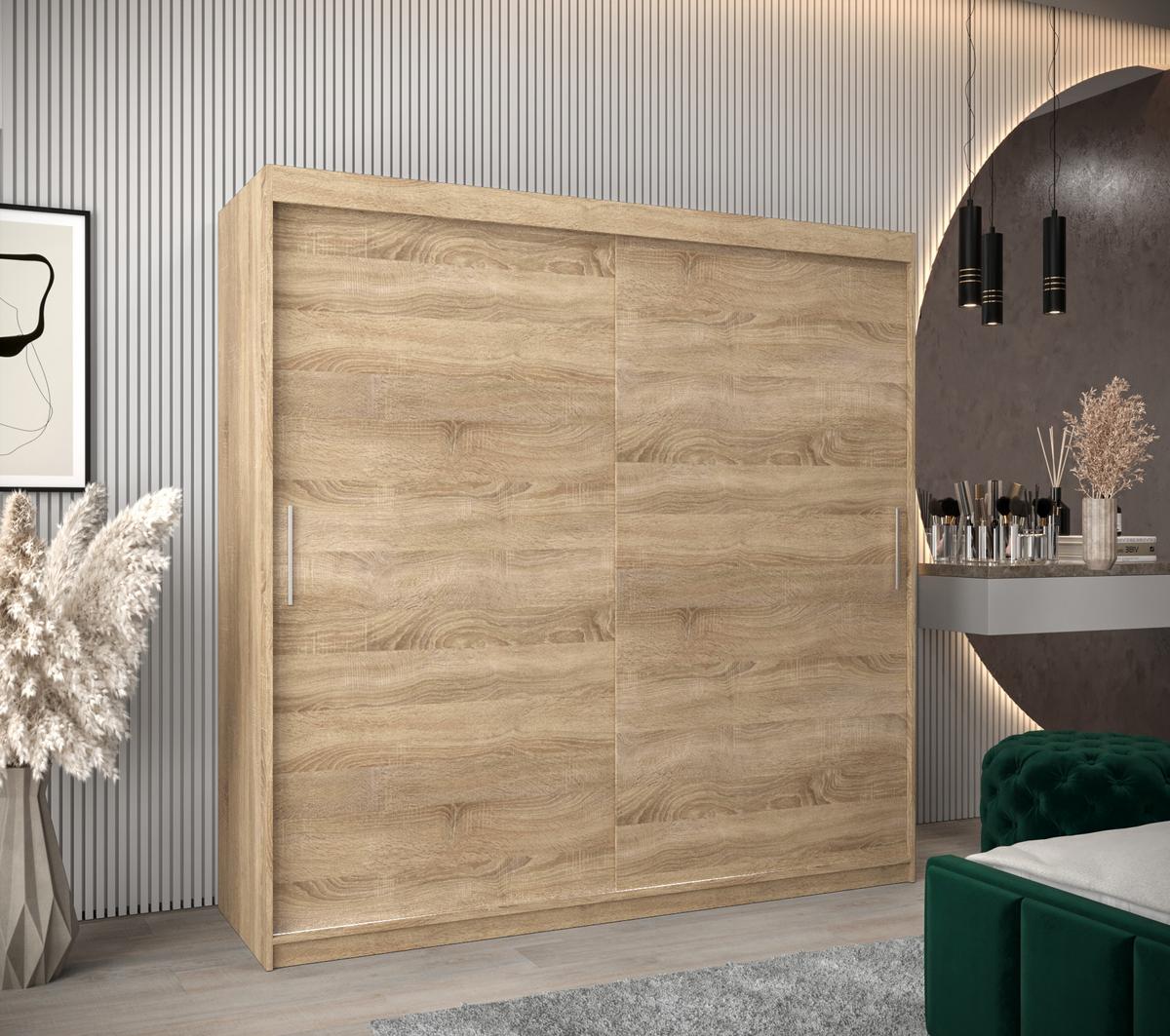 SCHIEBETÜRENSCHRANK TOKYO 200/200/62 2-türig - Silberfarben/Sonoma Eiche, Holz/Kunststoff (200/200/62cm) - MÖBEL KRYSPOL
