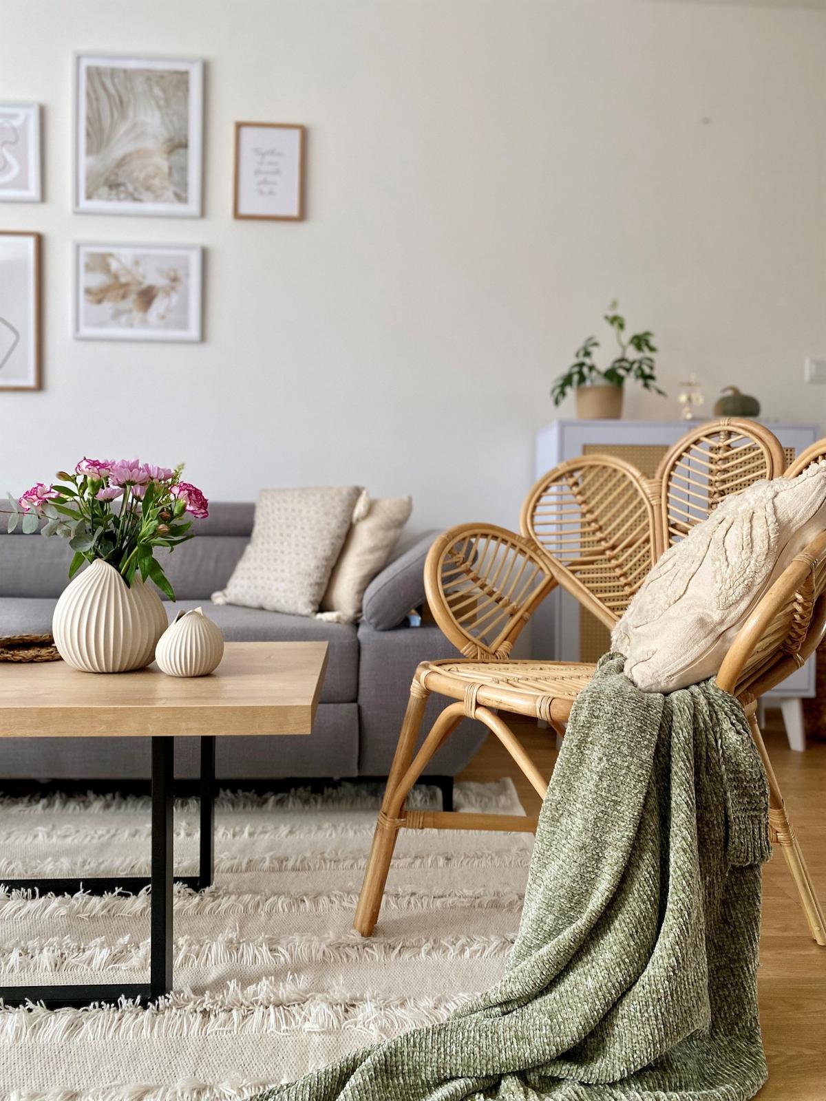 RATTANSTUHL natürlich Pfauform Florentine II - Naturfarben, Naturmaterialen (74/88/61cm) - Beliani
