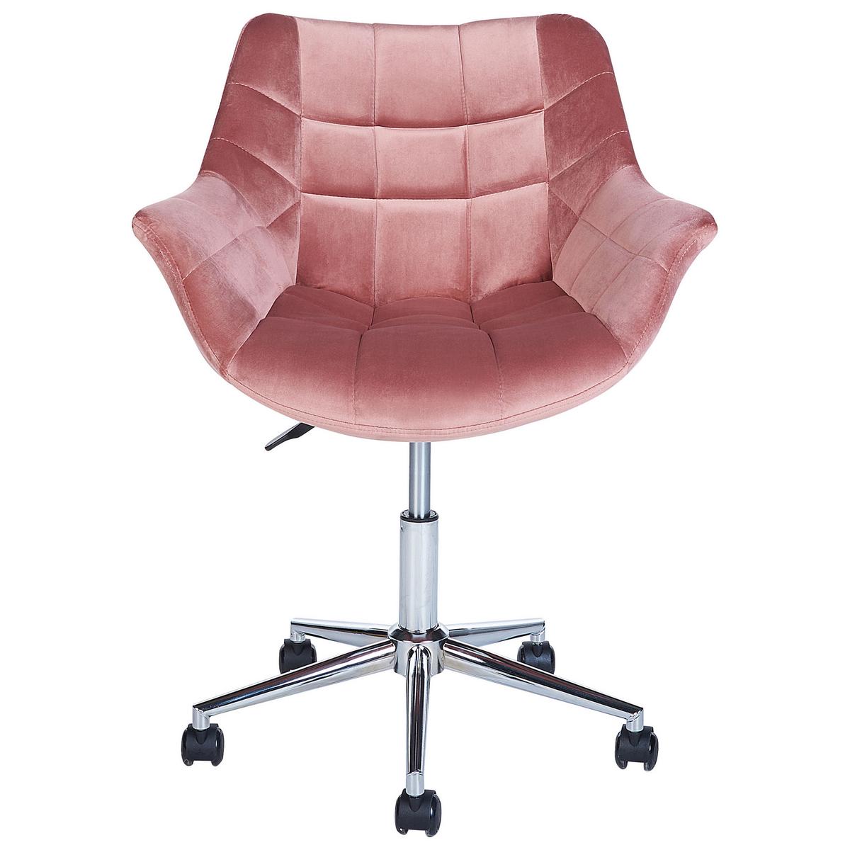 BÜROSTUHL Samtstoff Rosa Labelle - Pink, Textil/Metall (62/83/62cm) - Beliani