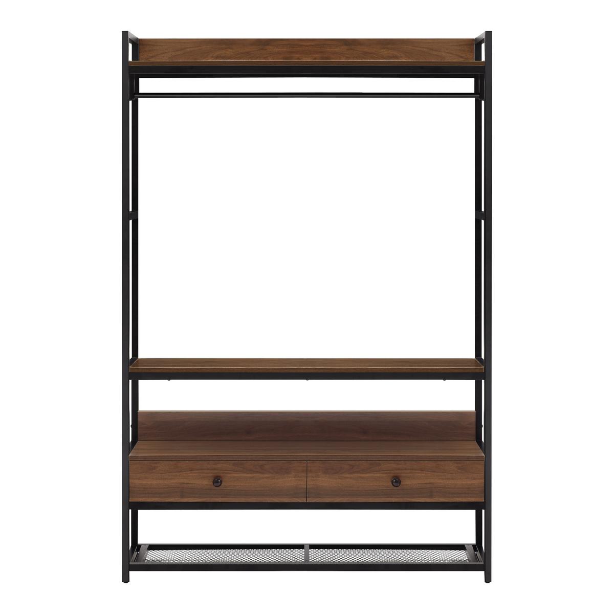 GARDEROBENSTÄNDER Isen - Walnussfarben/Schwarz, Holzwerkstoff/Metall (120/180/40cm) - [en.casa]