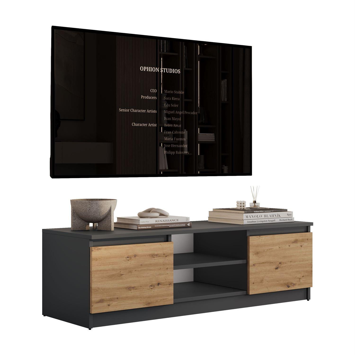 LOWBOARD HANA 120 cm Artisan Eiche / Anthrazit - Eiche Artisan, Holzwerkstoff (120/36/40cm) - Lookway