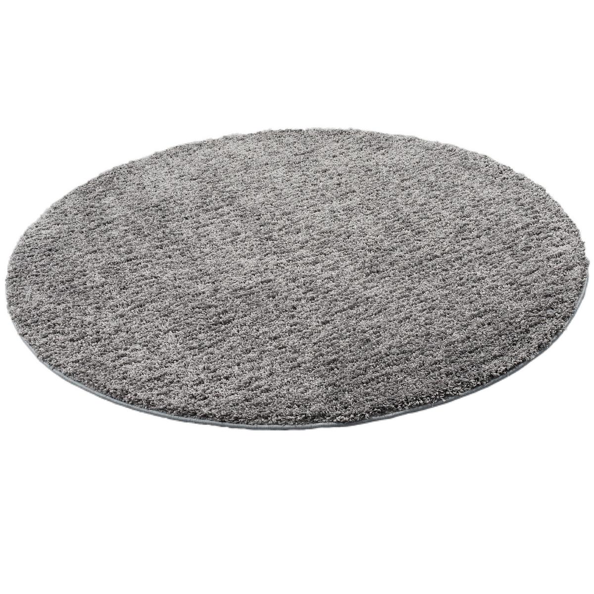 LUXUS HOCHFLOR LANGFLOR TEPPICH MILANO RUND - Grau, Textil (160/160cm) - Snapstyle