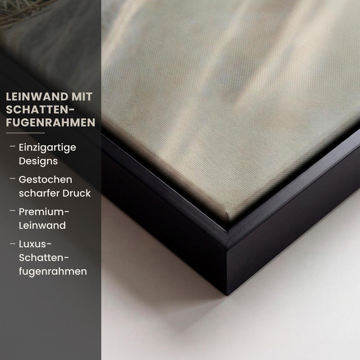 LEINWAND Bilder mit Rahmen - Dünen mit Strandhafer in der Sonne des Nationalparks Schleswig-Holsteinisches Wattenmeer - 90x60 - Creme, Textil (90/60cm) - MuchoWow