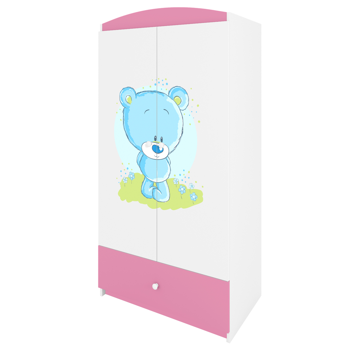 KINDERKLEIDERSCHRANK Blaubär - Hellrosa, Holzwerkstoff (90/175/52cm) - RAUMHIRSCH FURNITURE