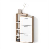 SCHUHKIPPER Ortello Weiß/Sonoma 80 x 128.3 cm mit 3 Fächern - Weiß/Sonoma Eiche, Holzwerkstoff (80/128.3/24.2cm) - Livinity®