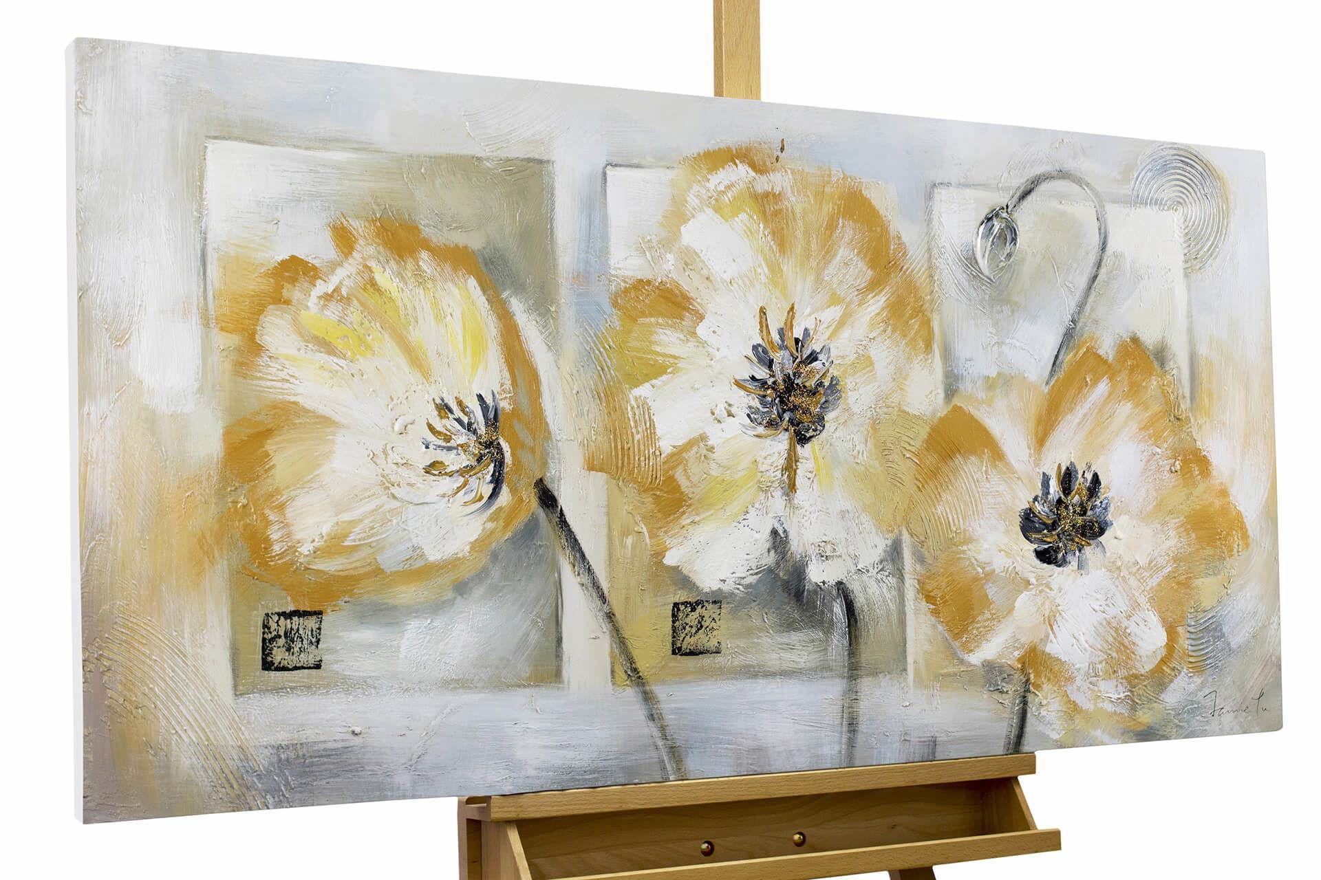ACRYLBILD HANDGEMALT 120/60 cm - Gelb/Weiß, Holz/Textil (120/60cm) - KUNSTLOFT