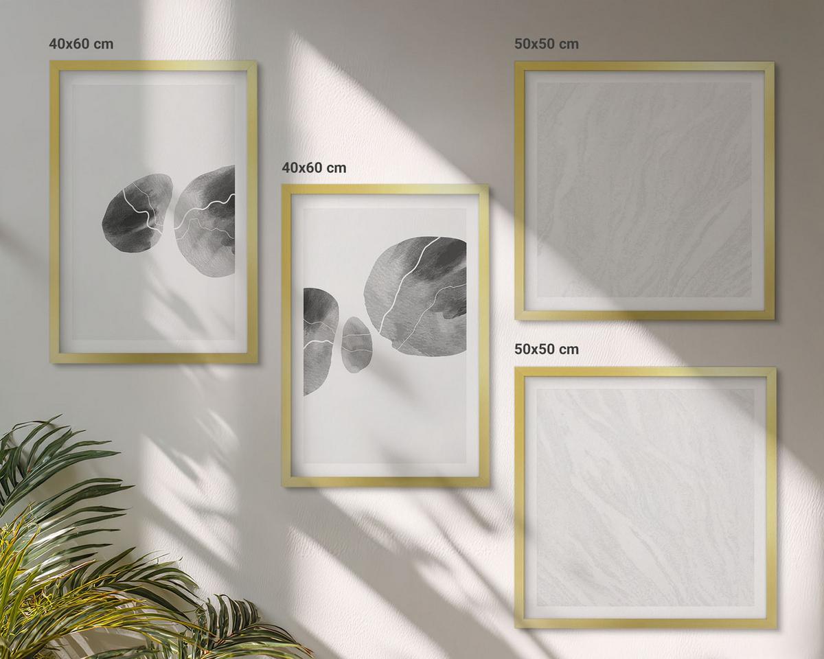 BILDER SET 4er Set - 50x50 cm & 40x60 cm Goldrahmen - Abstrakte Kunst, Farbspritzer - Goldfarben, Kunststoff (50/50cm) - TULUP