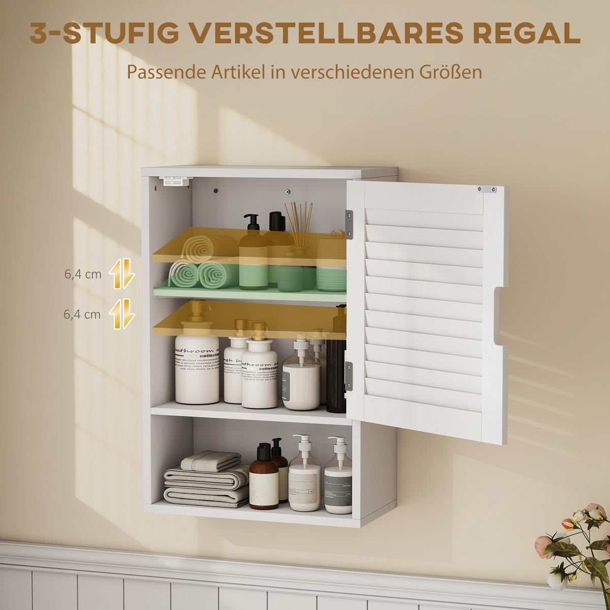 HÄNGESCHRANK MDF Weiß - Weiß, Holzwerkstoff (20/60/40cm) - HOMCOM